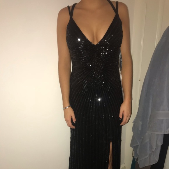 Amazing floor length black beaded dress - Picture 1 of 4